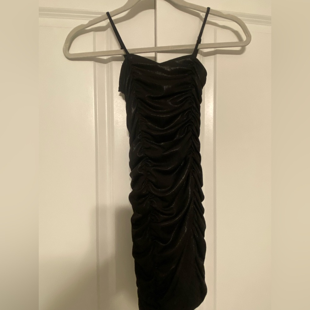 Katie J NYC Black Ruched Dress